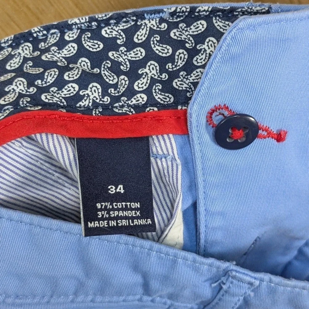Cremieux Men 34 Blue Comfort Stretch Chino Shorts Flat Front Cotton Blend Golf